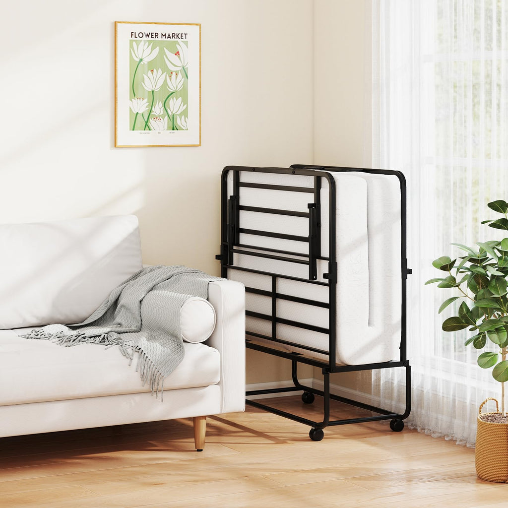 Twin Folding Bed Frame with Memory Foam Mattress X369