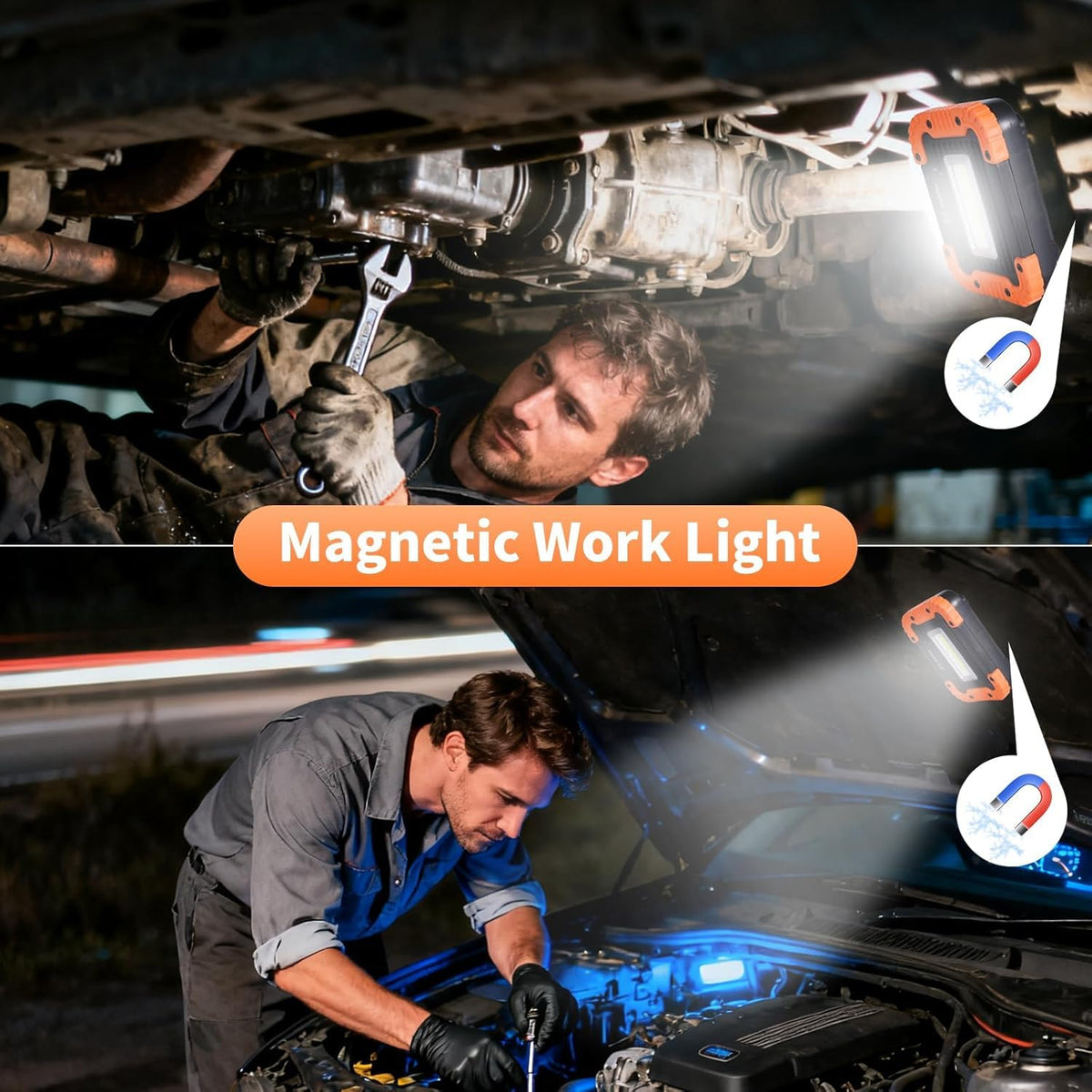 8 Pack Rechargeable LED Work Light 500LM Magnetic Base E65957