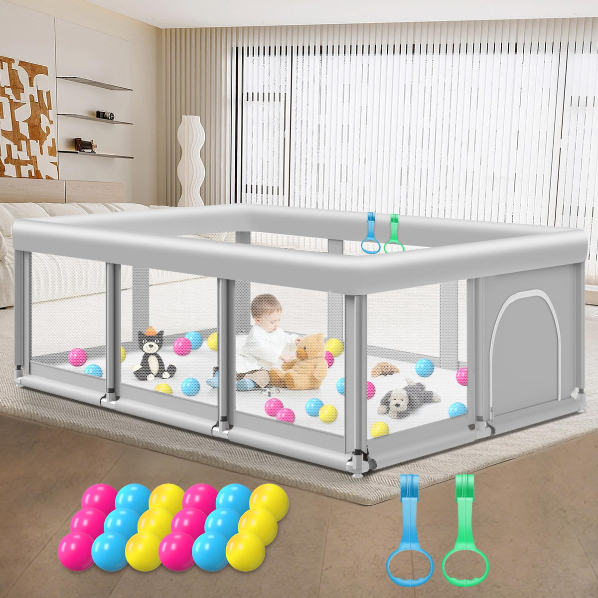 Large Baby Playpen with Soft Breathable Mesh X1743