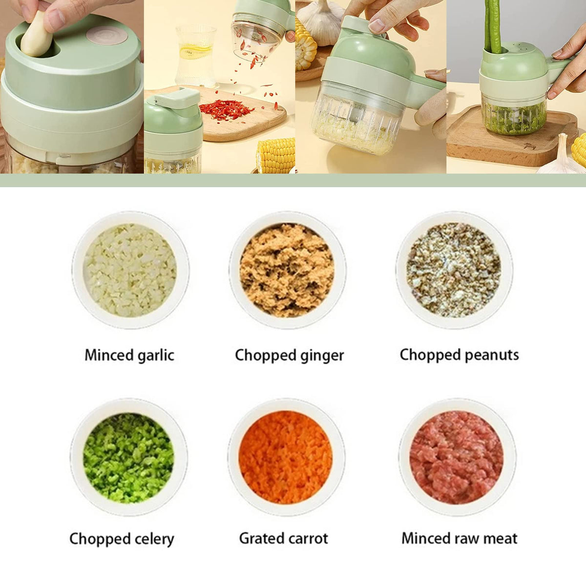 4 in 1 Handheld Electric Vegetable Cutter Set N436
