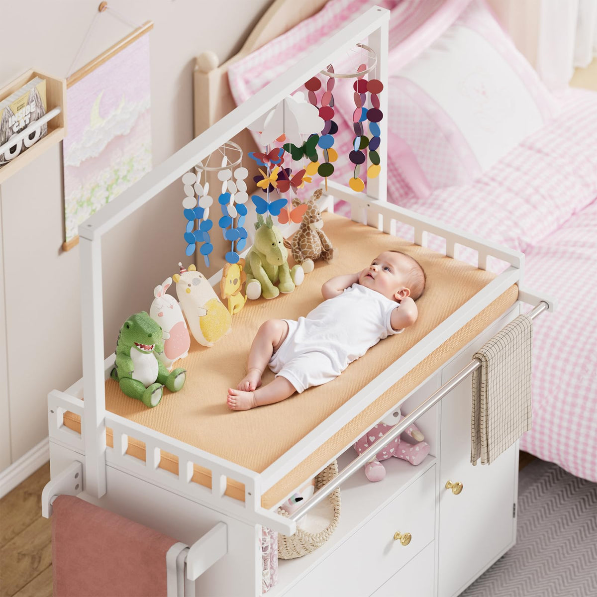 Baby Changing Table with Wheels and Drawers X2030