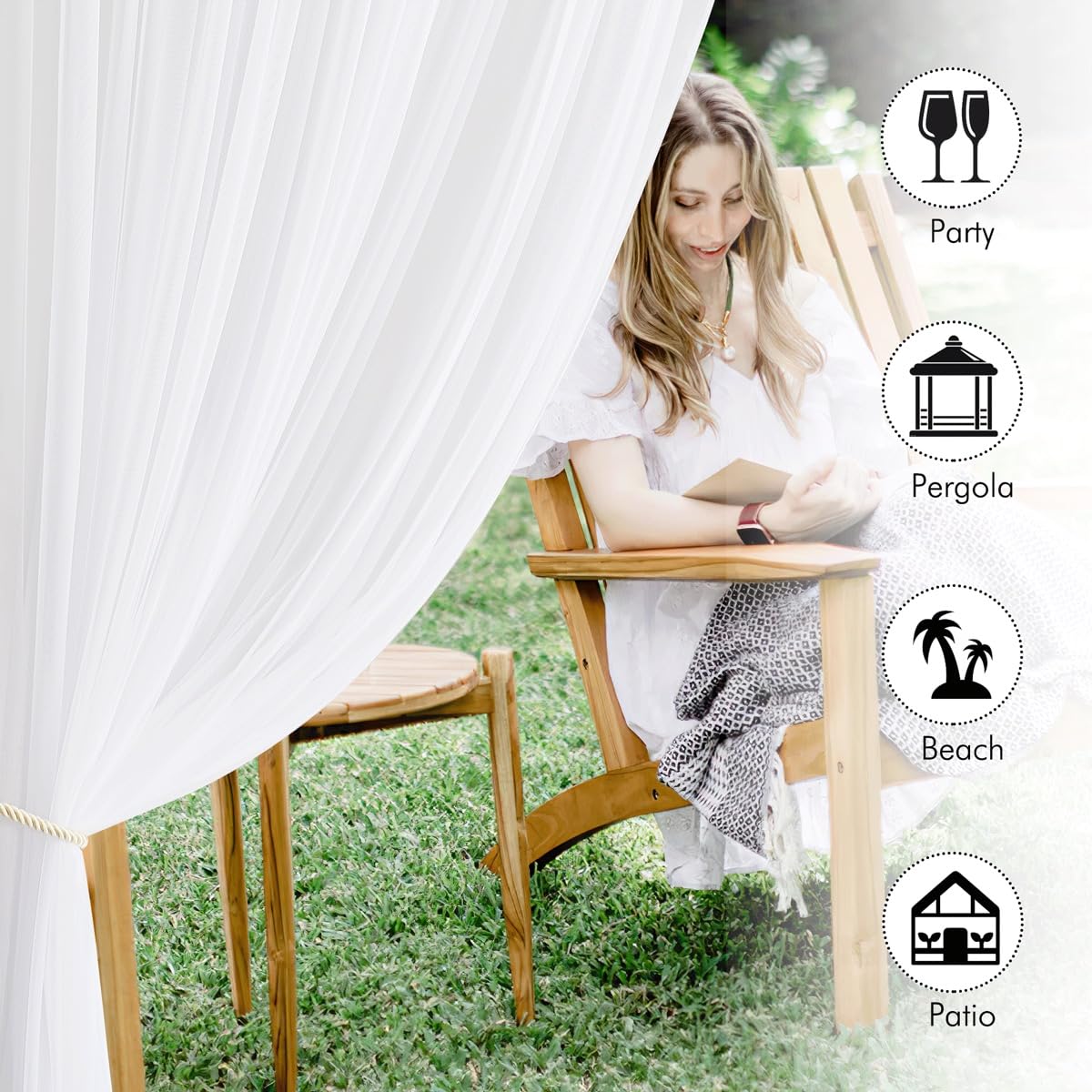 White 2 Panels Waterproof Mosquito Netting Curtains G908930