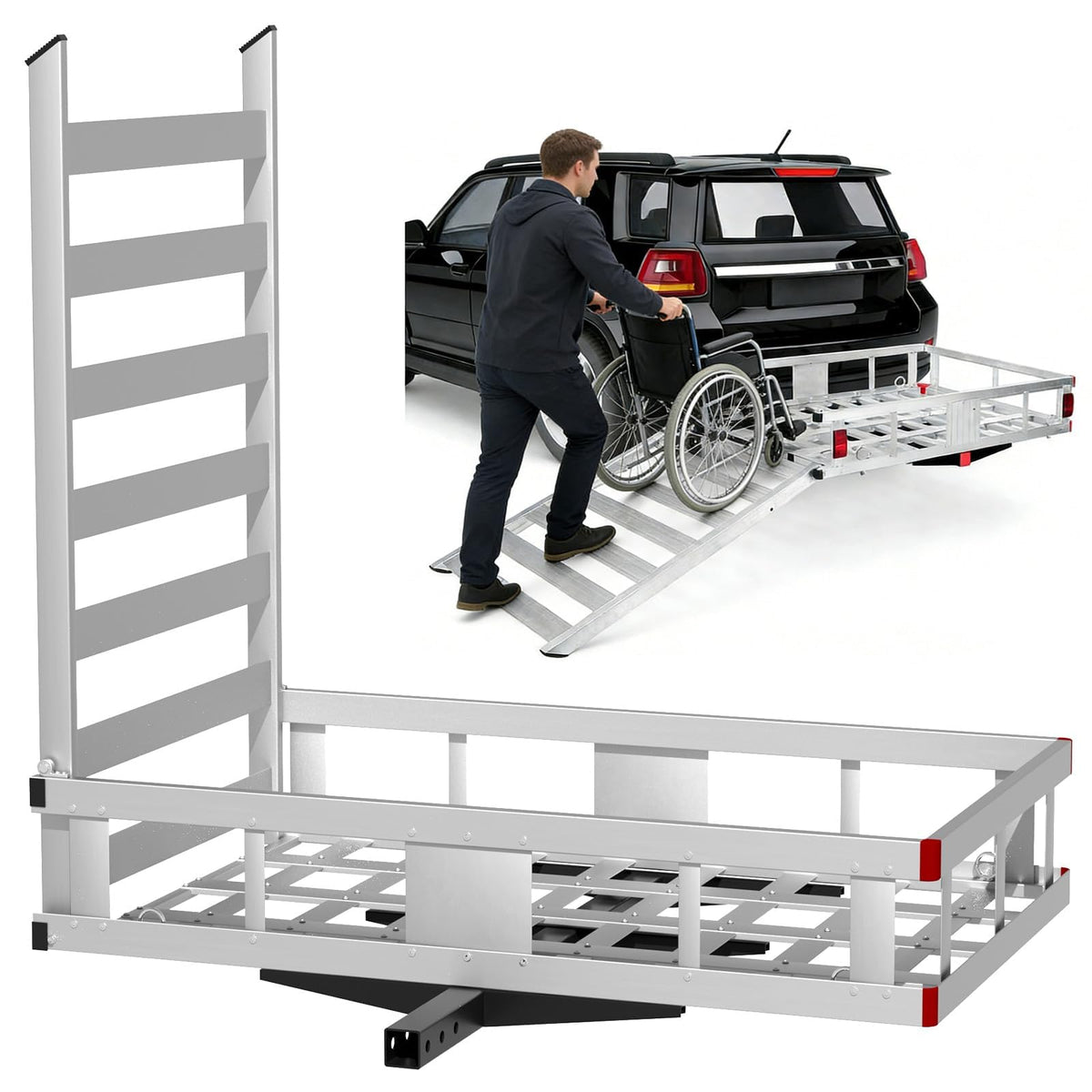 52"x31"x10" Aluminum Hitch Cargo Carrier with Ramp Q503510