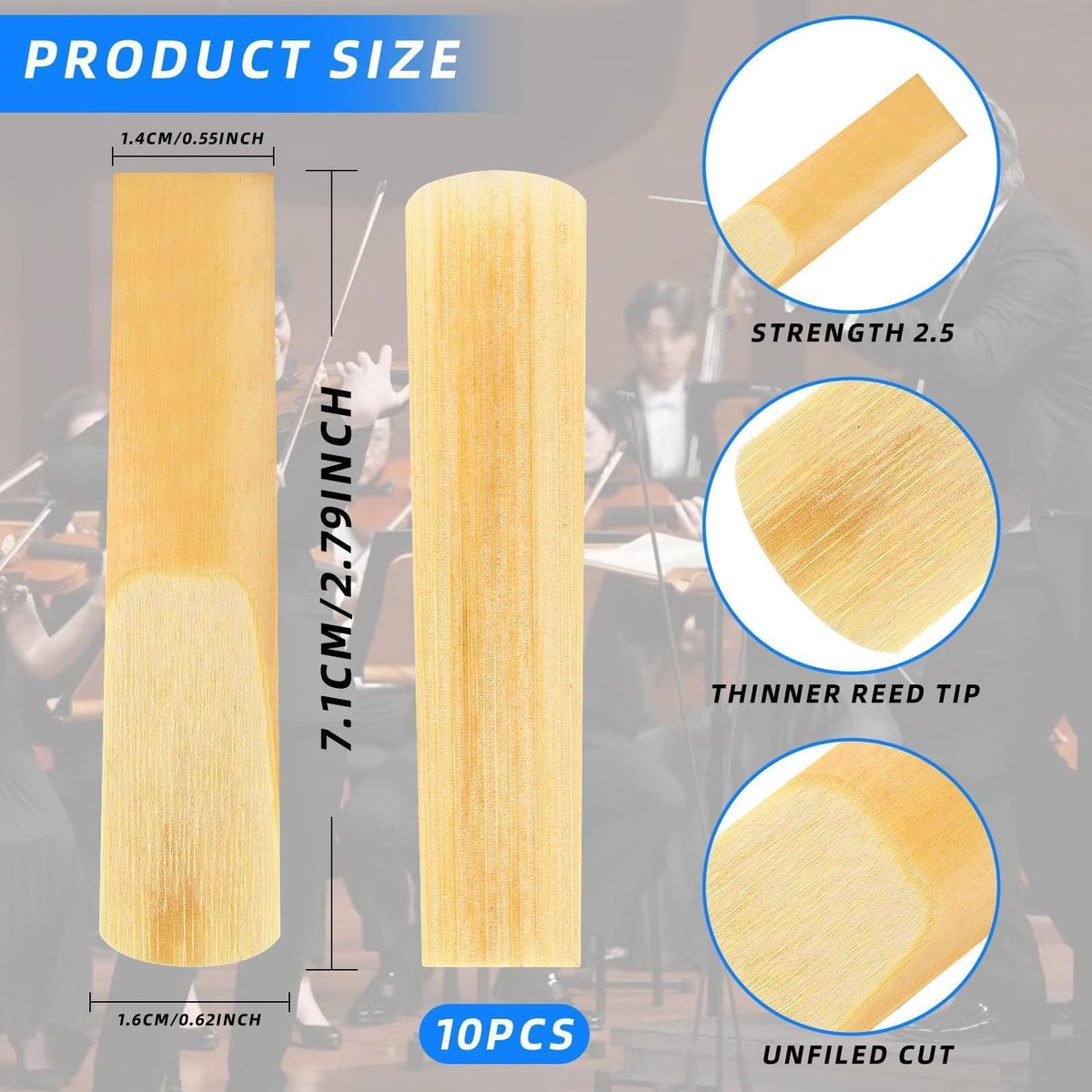 10 Pack Alto Saxophone Reeds 2.5 Strength Q333634