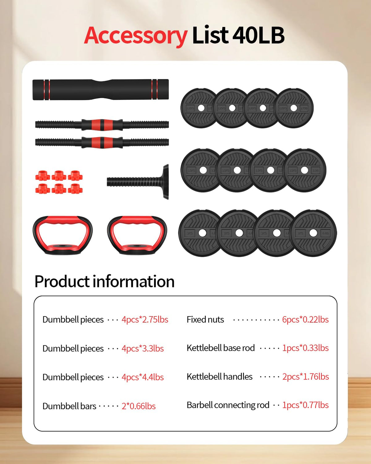 Adjustable Dumbbells Free Weight Set with Connector N448