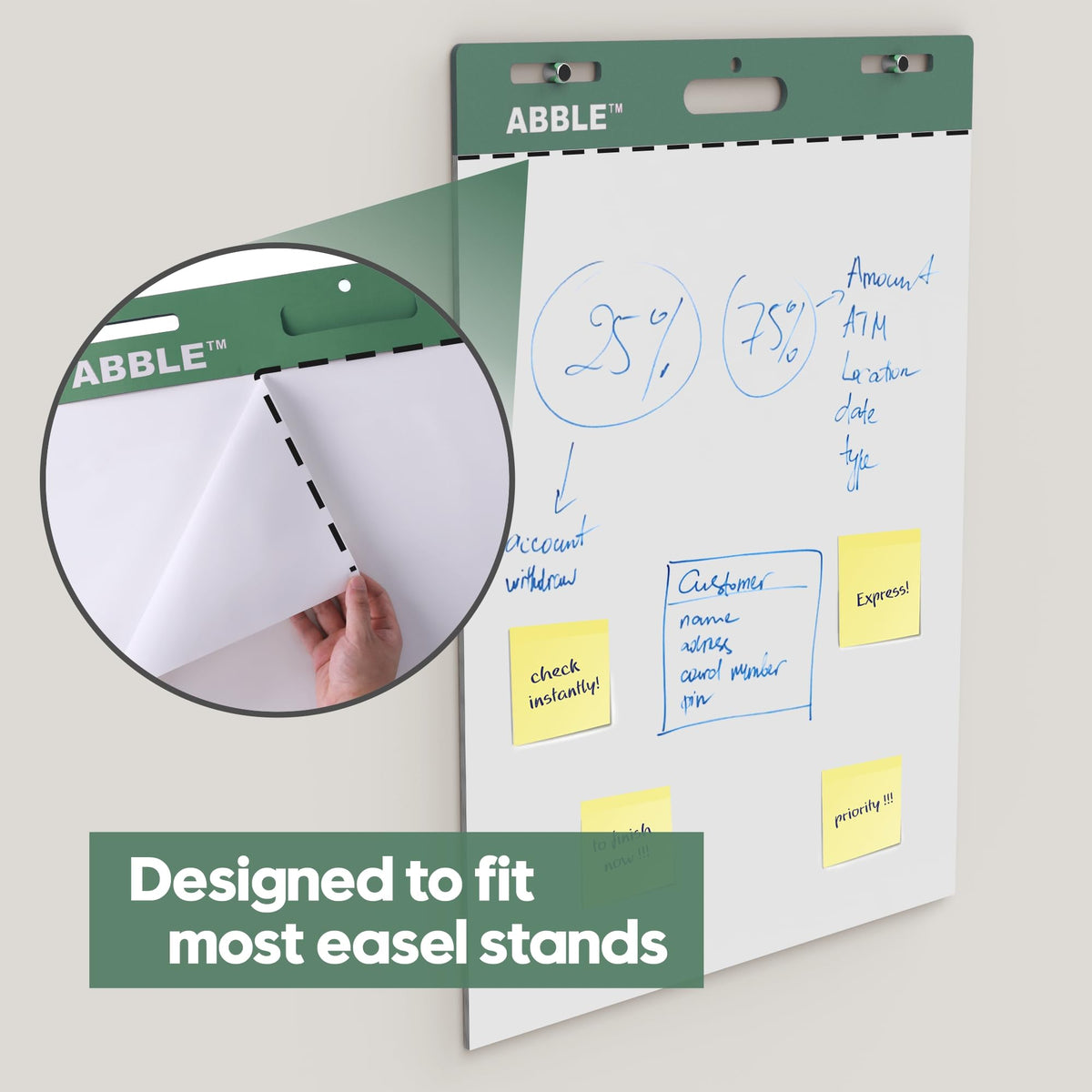 Super Sticky Easel Pad, 25 x 30 Inches, 30 Sheets/Pad, 8 Pads/Pack, Green S461539