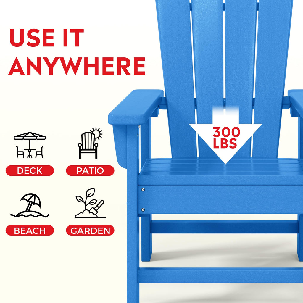 Kids Adirondack Chair Set of 4 Plastic Outdoor Pacific Blue G91210