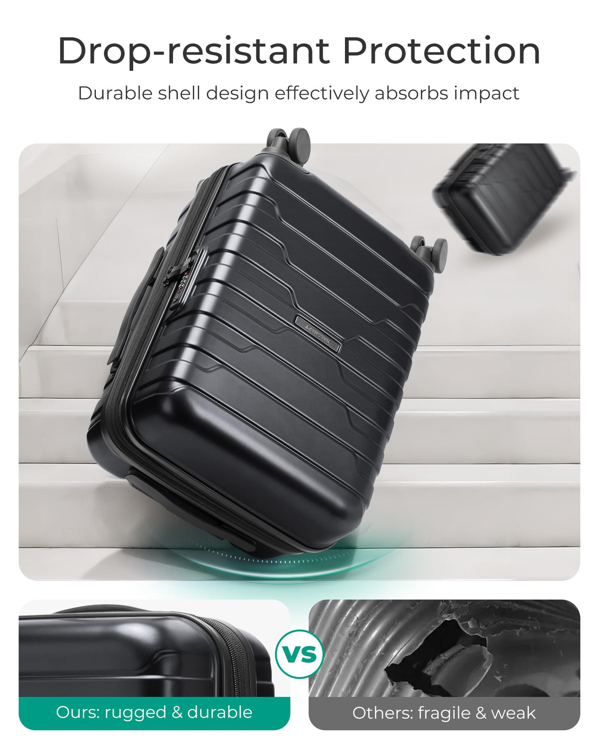 Expandable Spinner Carry-On Luggage 20" Black A25773
