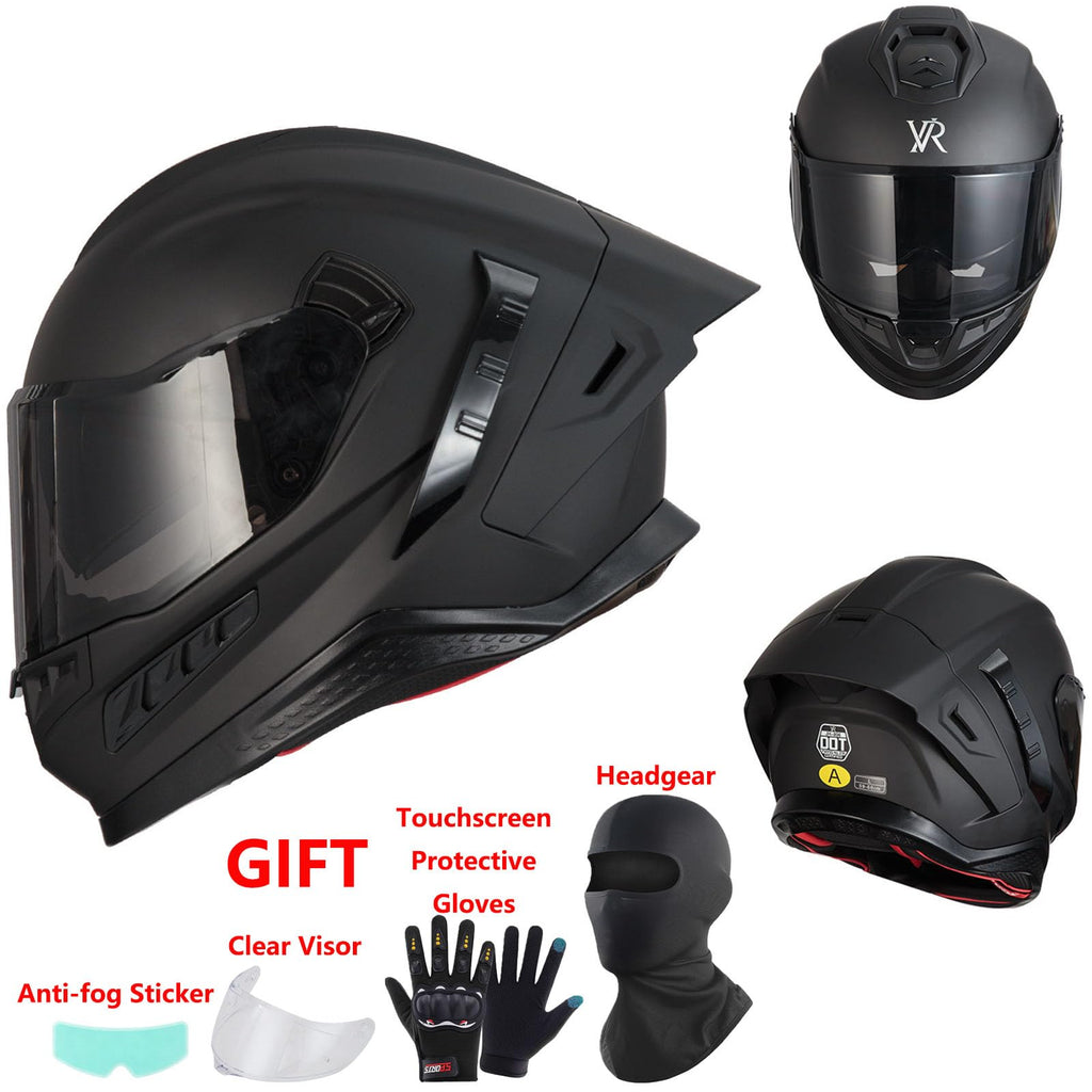 Full Face Motorcycle Helmet DOT Dual Sun Visor U694