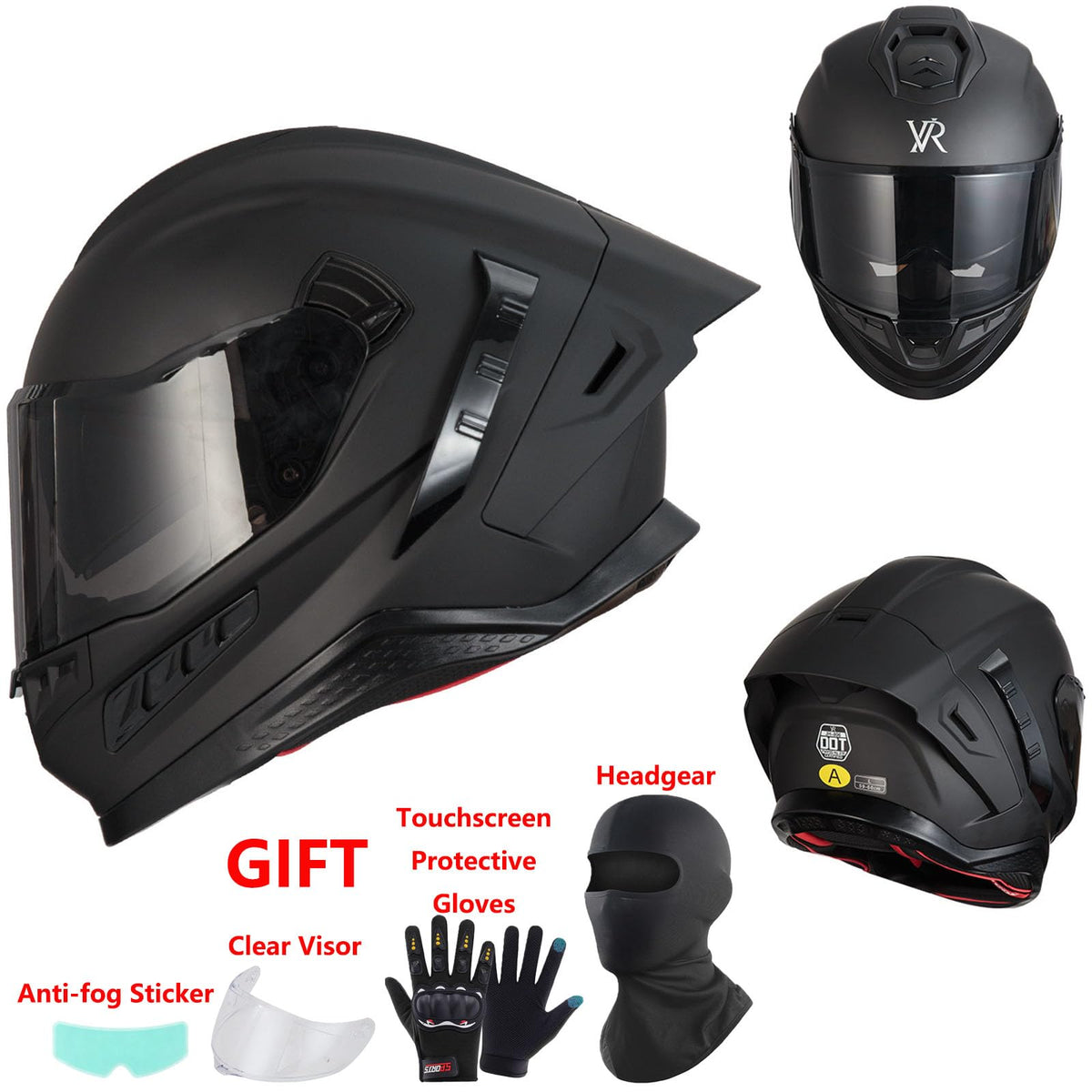 Full Face Motorcycle Helmet DOT Dual Sun Visor U694
