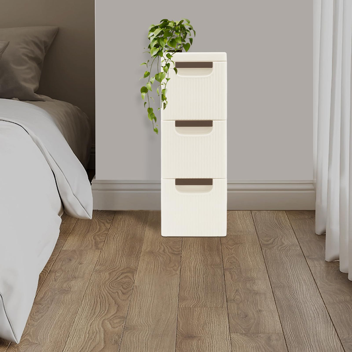 Narrow Rolling Storage Cabinet with 3 Drawers Y6984