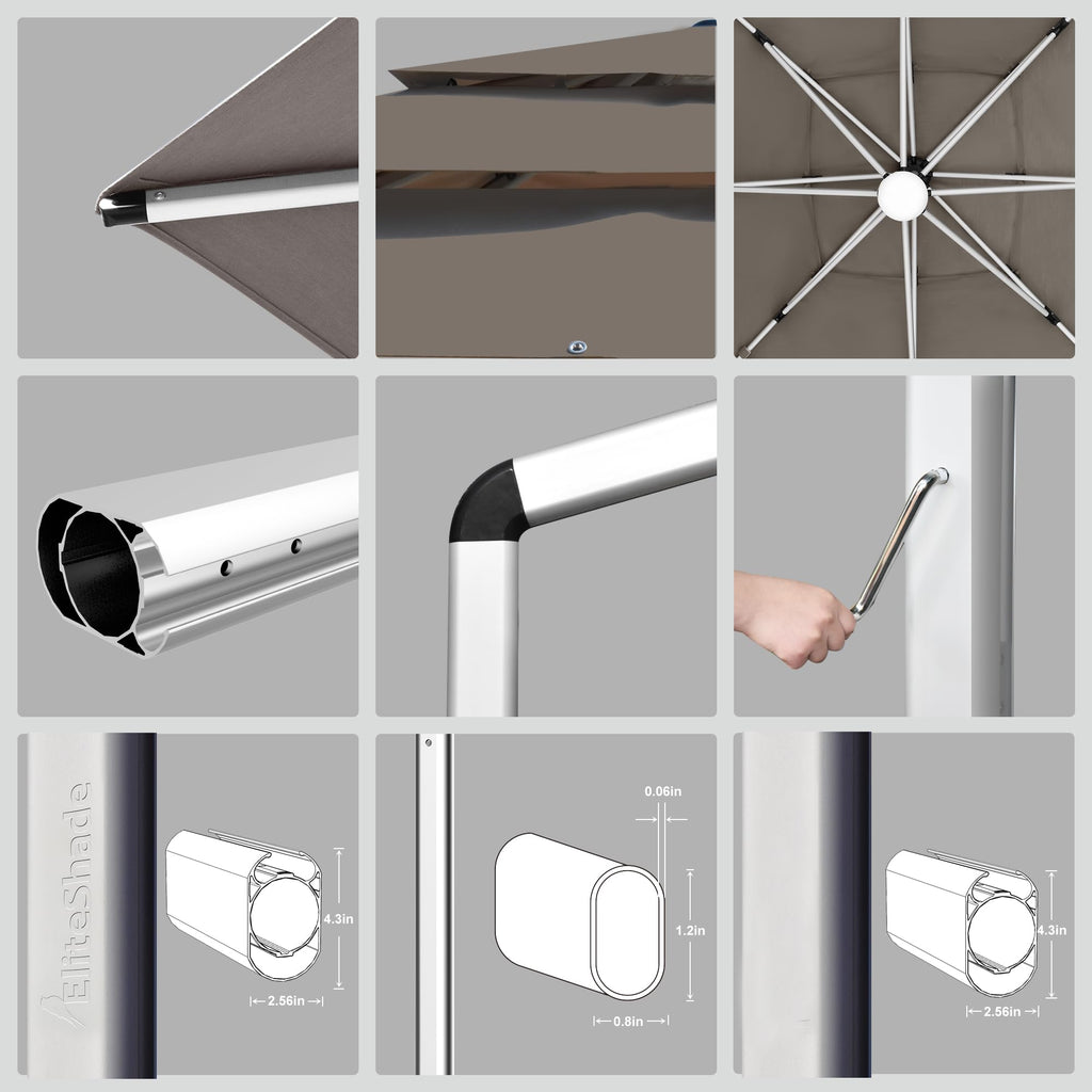 10x10FT Aluminum Cantilever Patio Umbrella with Light I30769