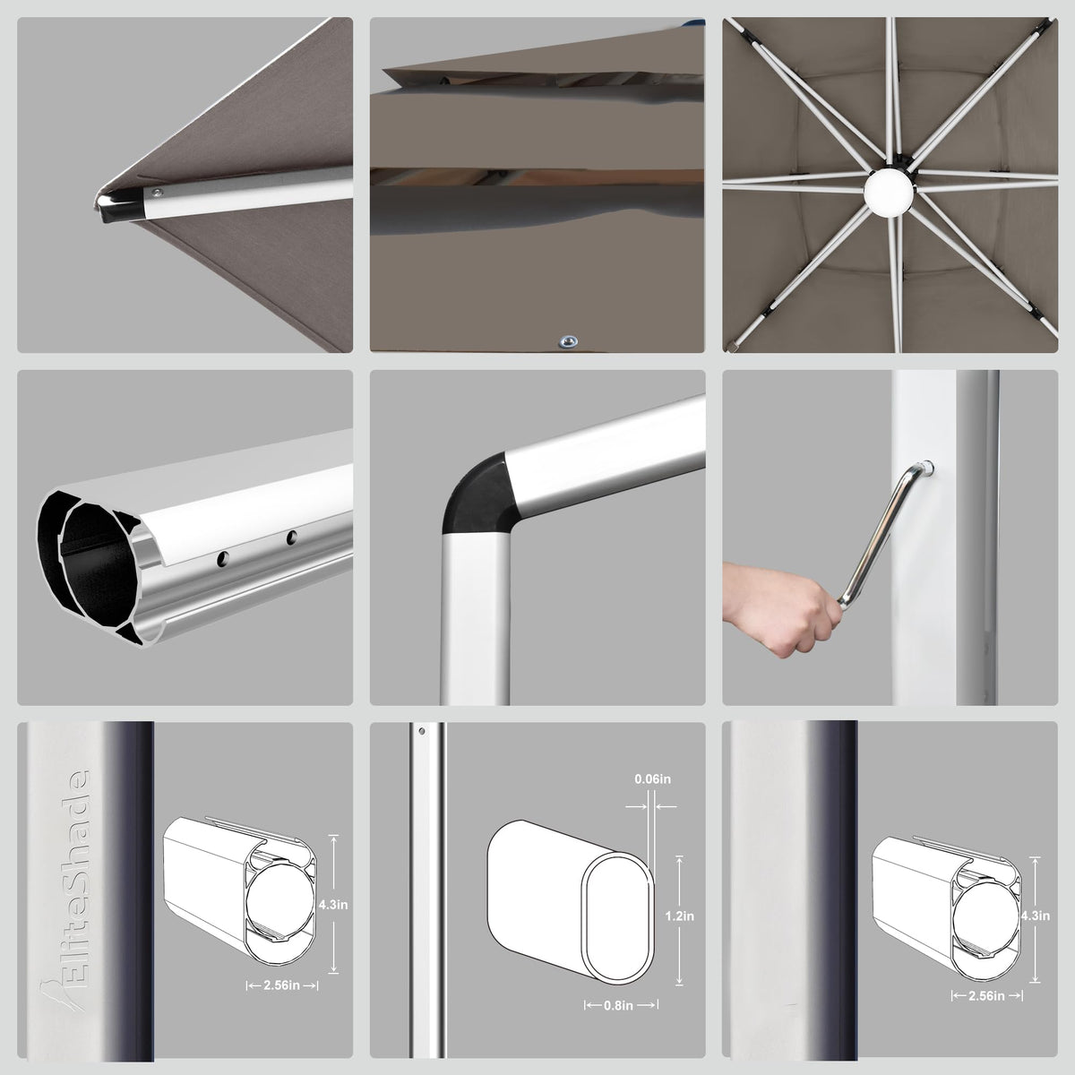 10x10FT Aluminum Cantilever Patio Umbrella with Light I30769