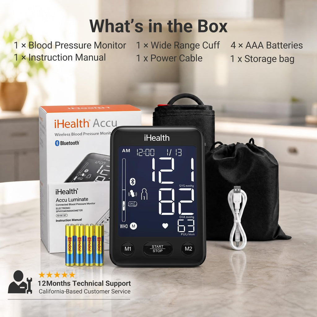 Bluetooth Upper Arm Blood Pressure Monitor with Large Cuff H3769
