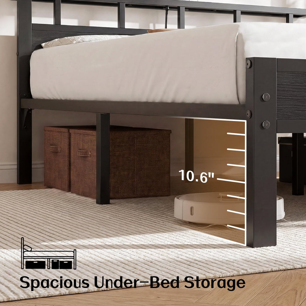 Full Size Bed Frame with Charging Station and LED B47616