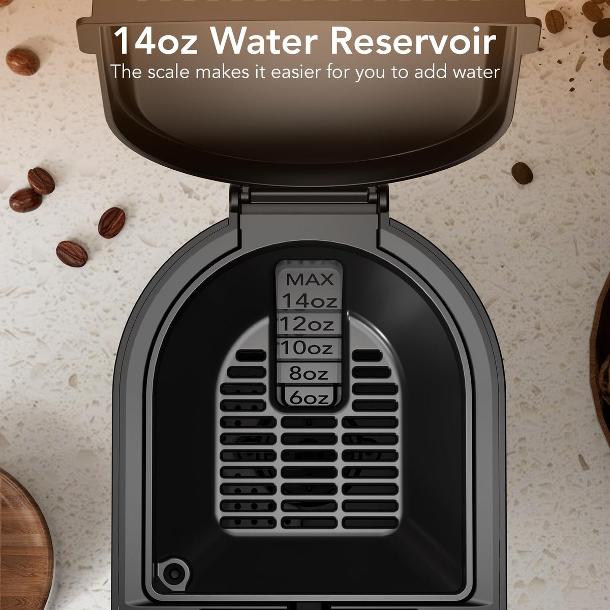 Black Single Serve Coffee Maker with 14 Oz Water Reservoir X299784