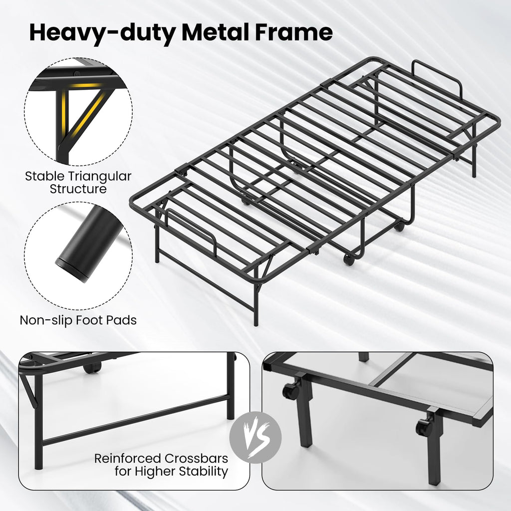 Twin Folding Bed Frame with Memory Foam Mattress X369
