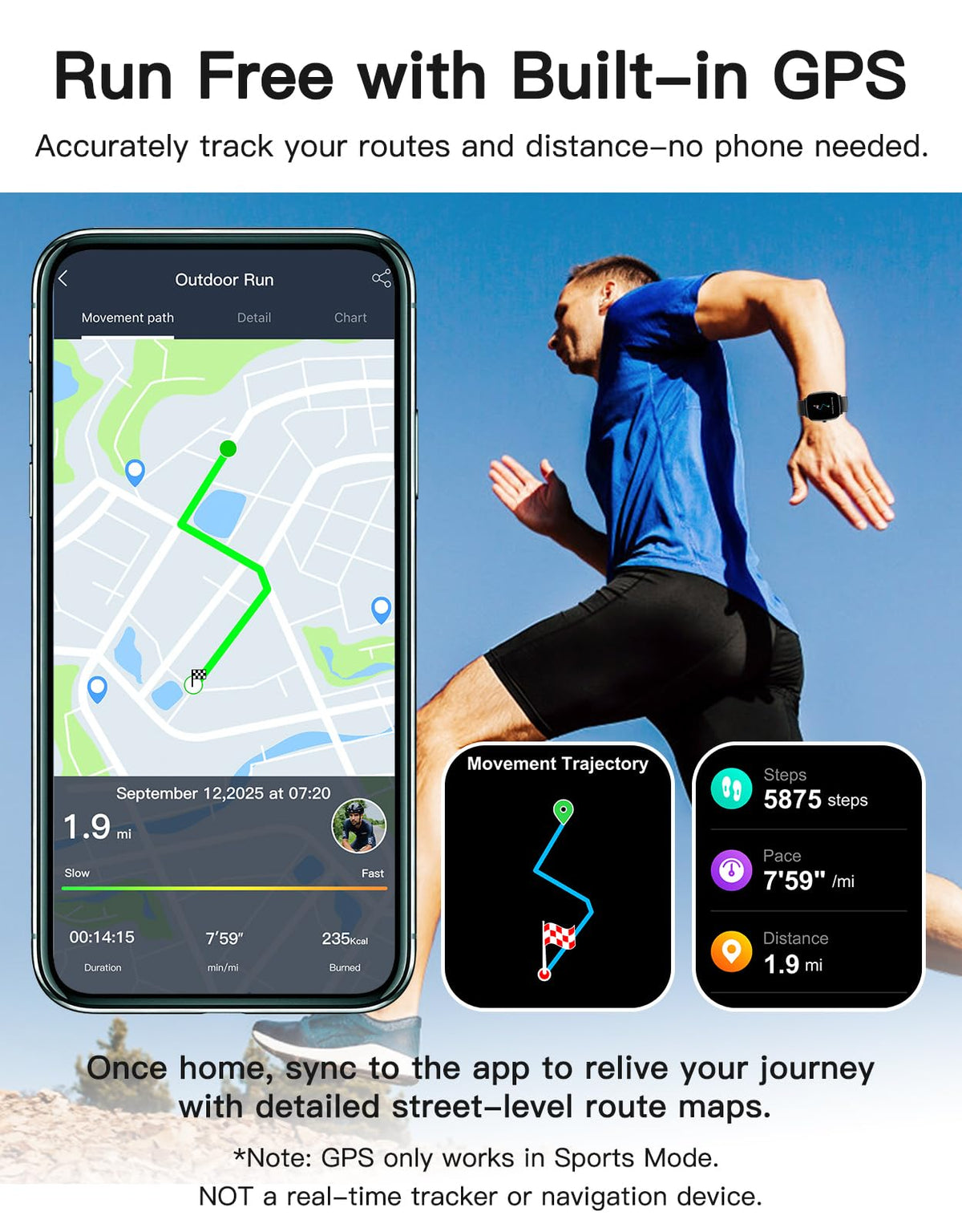 Smart Watch with GPS Black A280