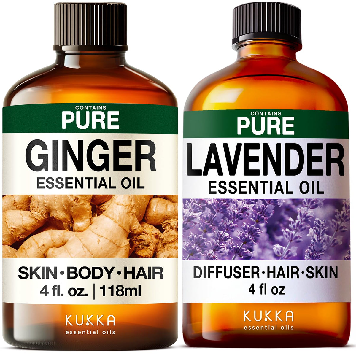 Ginger Hair Oil & Lavender Diffuser Essential Oil Set 2x4 fl oz H138