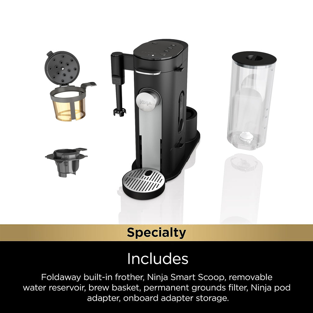 Single-Serve Coffee Maker with Milk Frother, Black Q461936