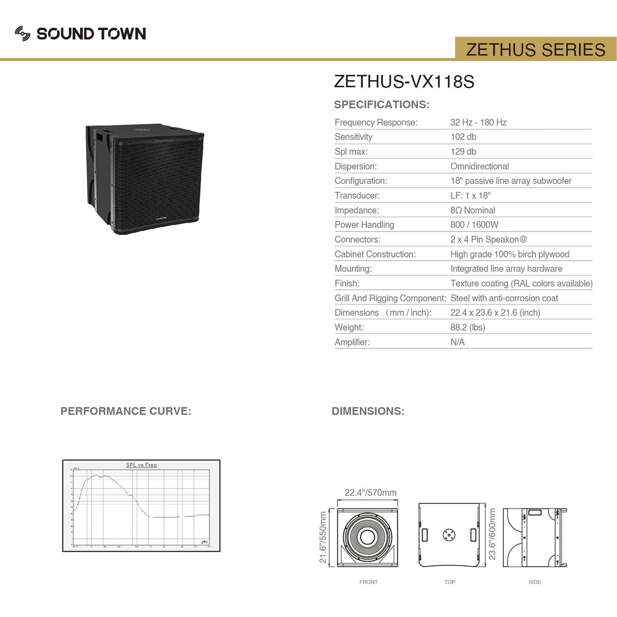 18” 1600W Line Array Subwoofer R152296