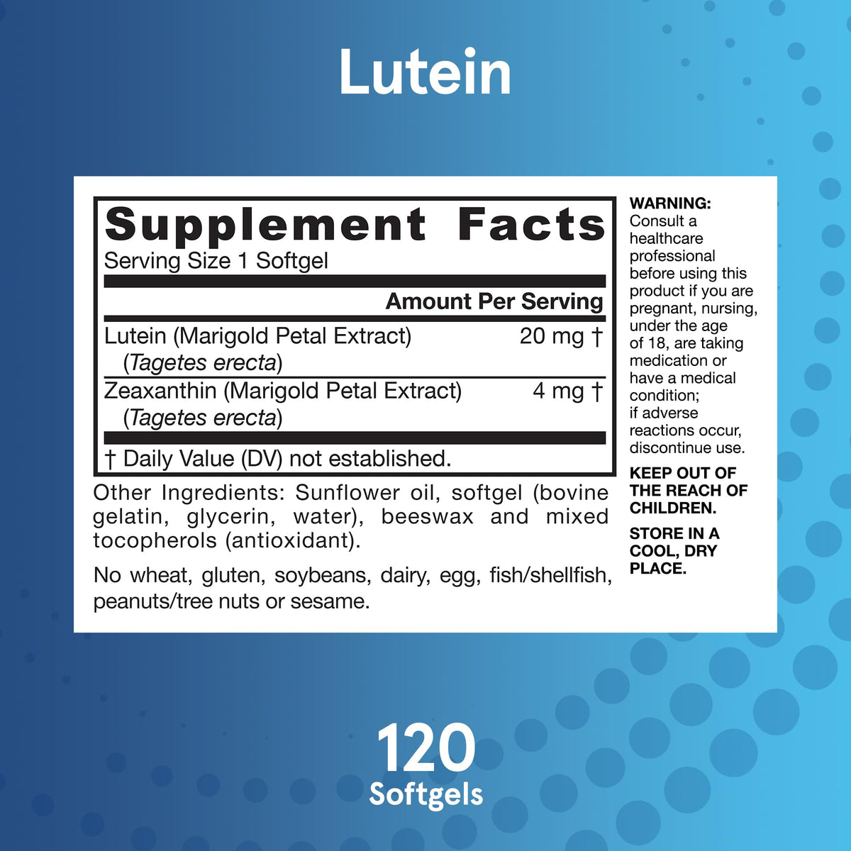 Lutein 20 mg with Zeaxanthin 120 Softgels Q166379