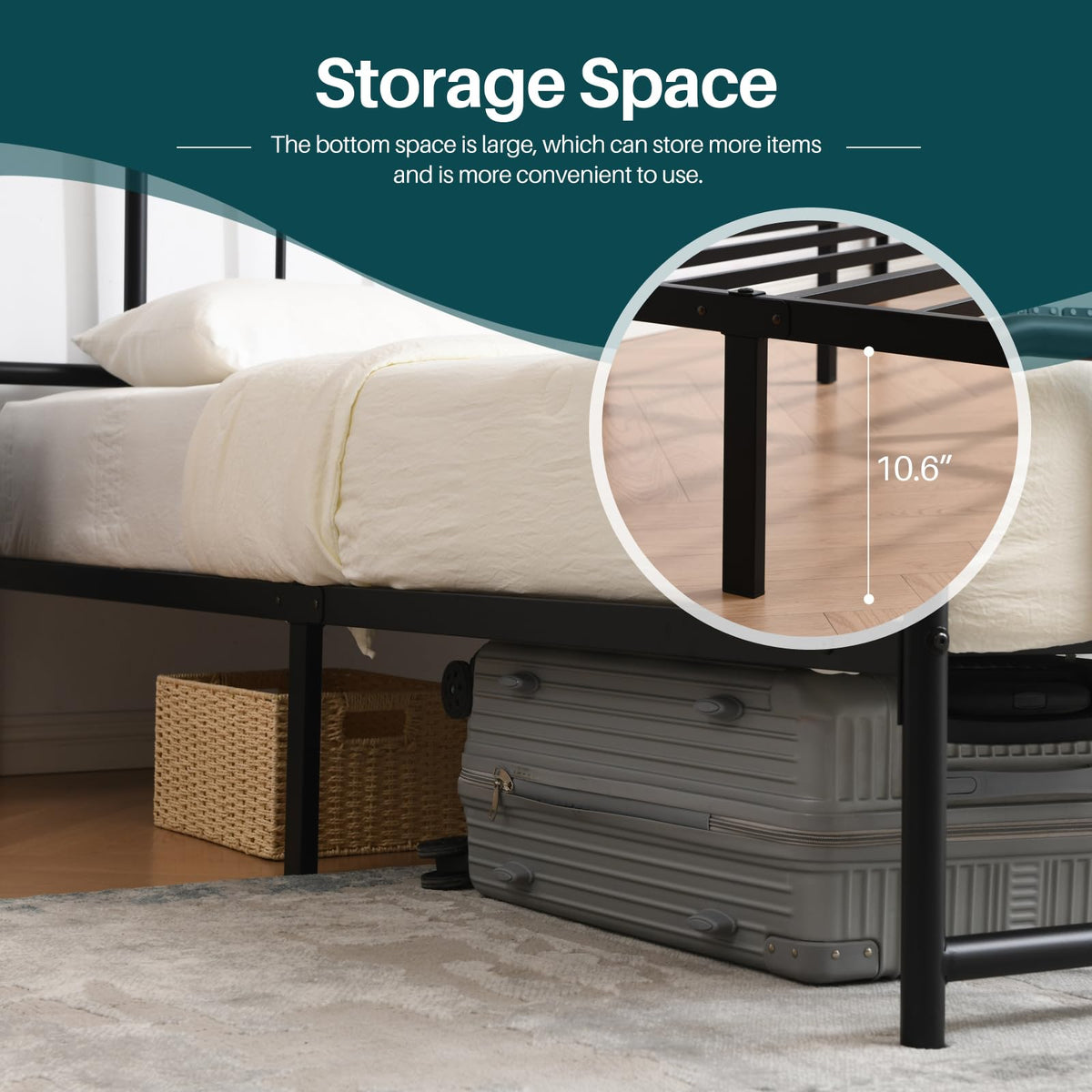 Black Full Size Metal Bed with Headboard and Footboard N1542