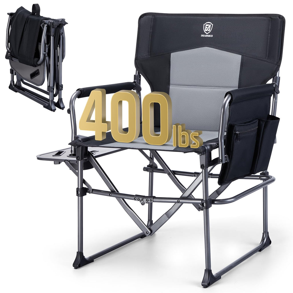 Portable Folding Camping Chair with Side Table, Black P78549