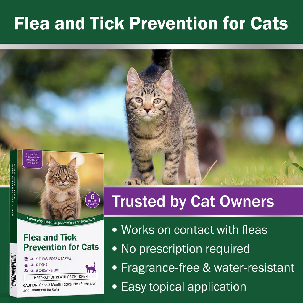 Cat Flea and Tick Prevention 6-Month Supply H336