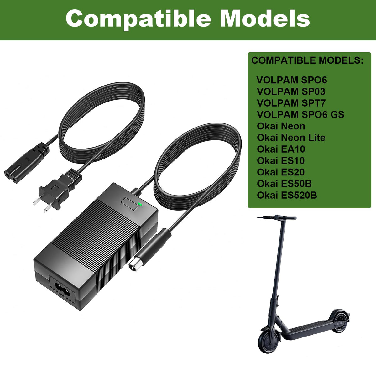 42V 2A Battery Charger Power Adapter Cord M585564