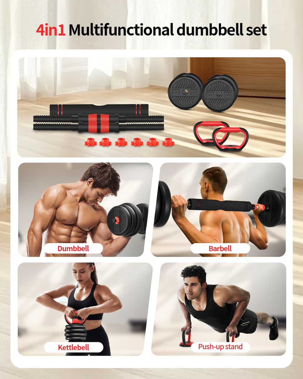 Adjustable Dumbbells Free Weight Set with Connector N448