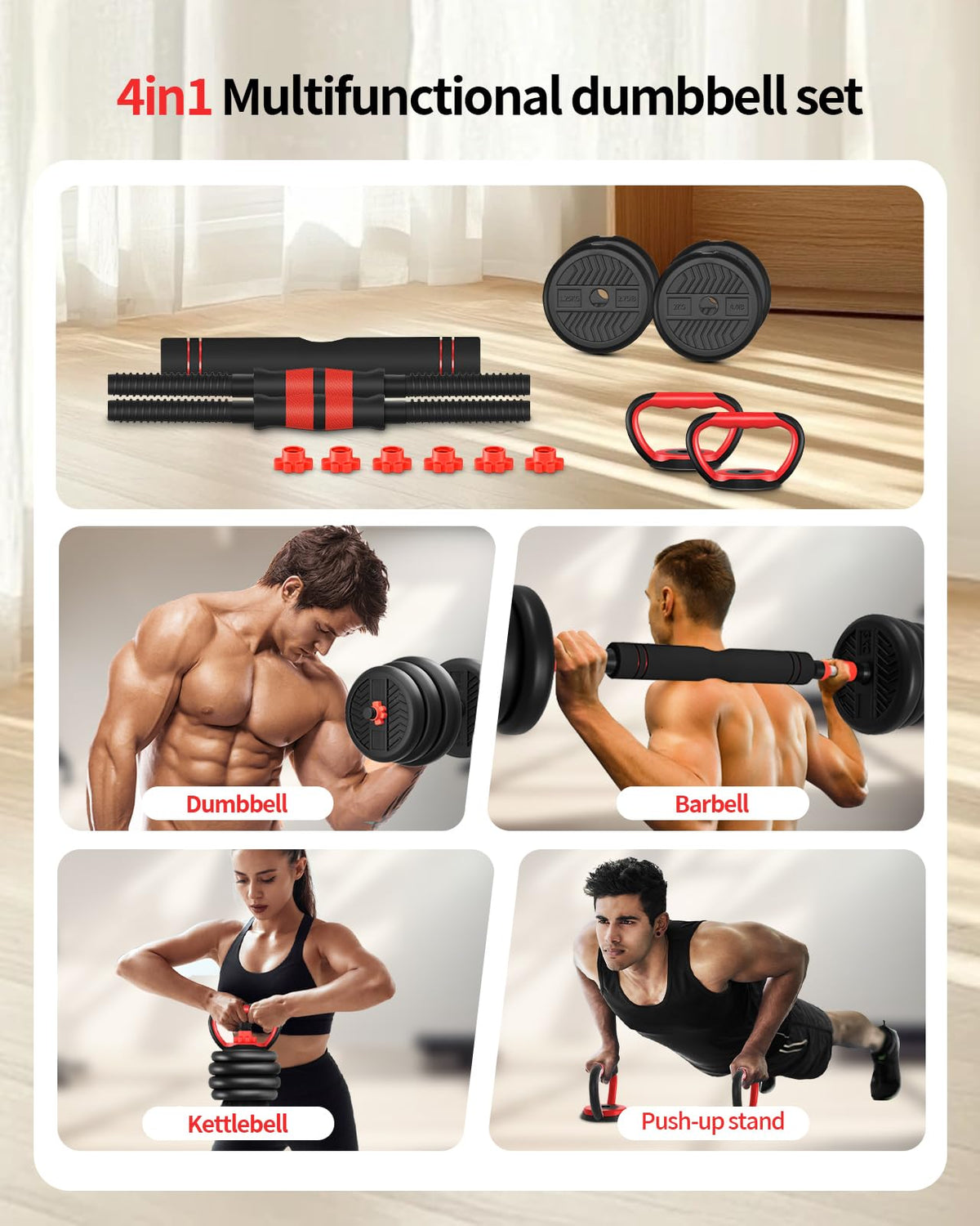 Adjustable Dumbbells Free Weight Set with Connector N448