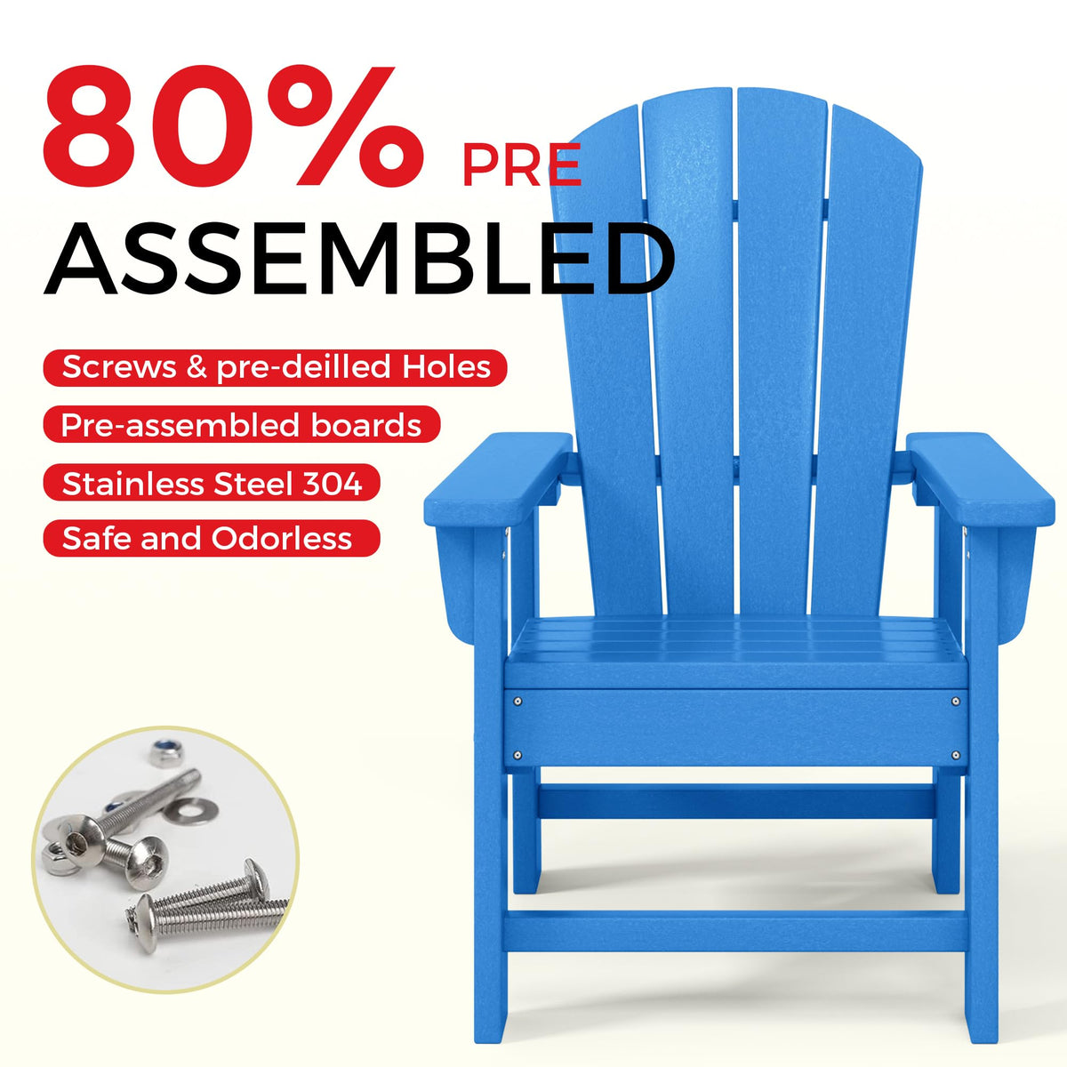 Kids Adirondack Chair Set of 4 Plastic Outdoor Pacific Blue G91210