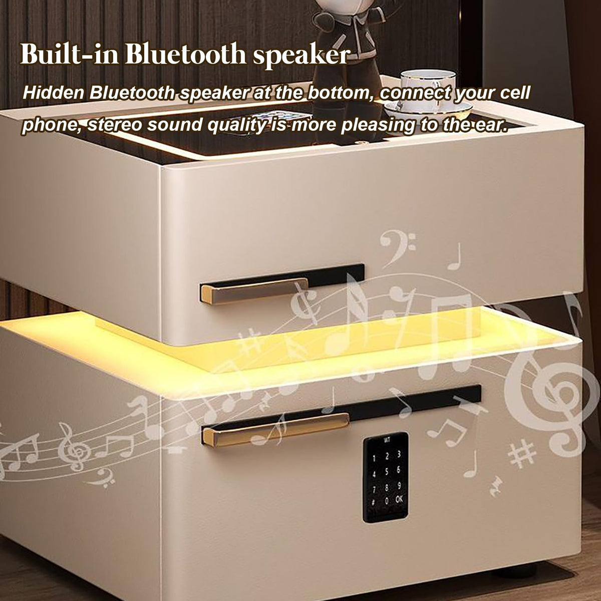 Light Gray Nightstand with Wireless Charging and Drawers Y69316