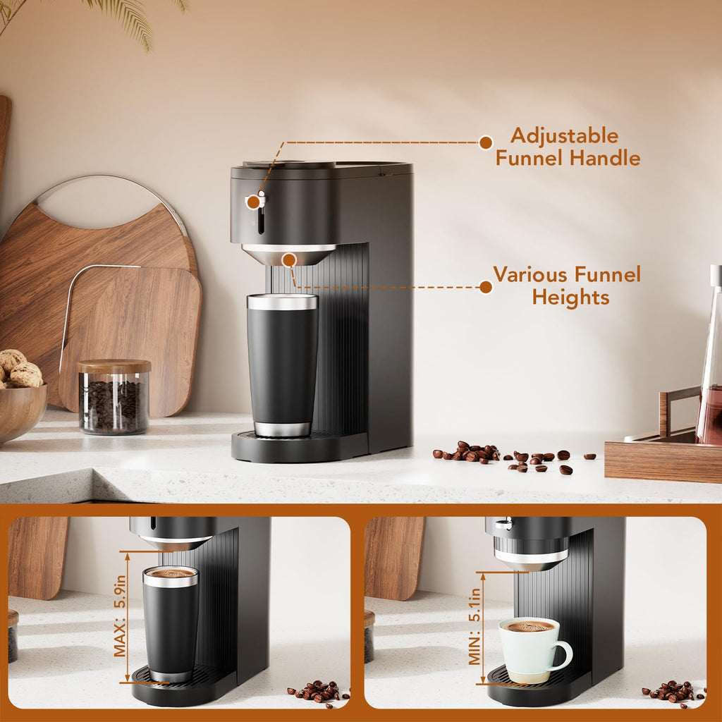 Black Single Serve Coffee Maker with 14 Oz Water Reservoir X299784