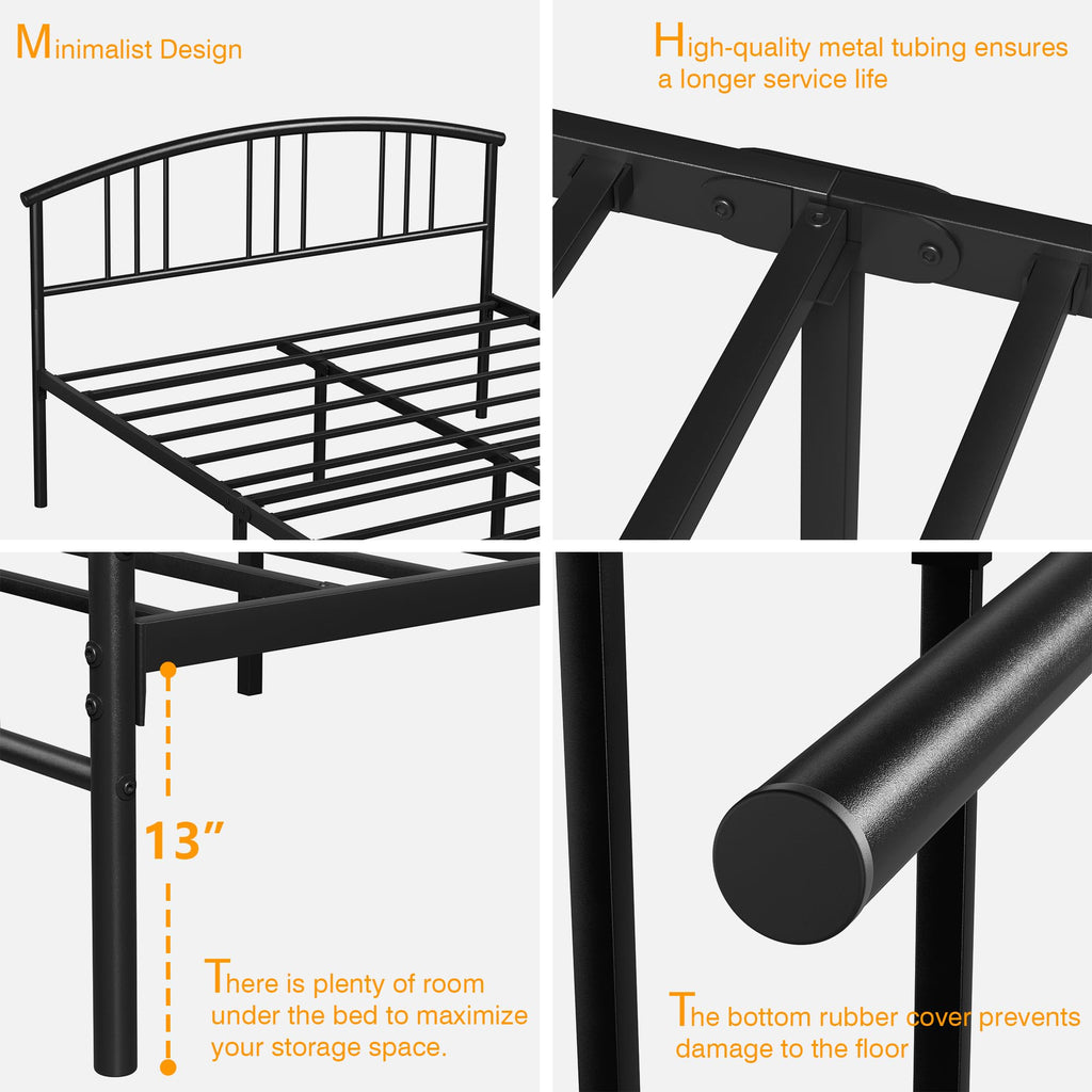 Full Metal Platform Bed Frame with Headboard and Footboard I708329
