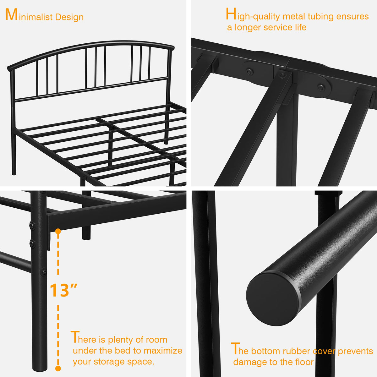 Full Metal Platform Bed Frame with Headboard and Footboard I708329