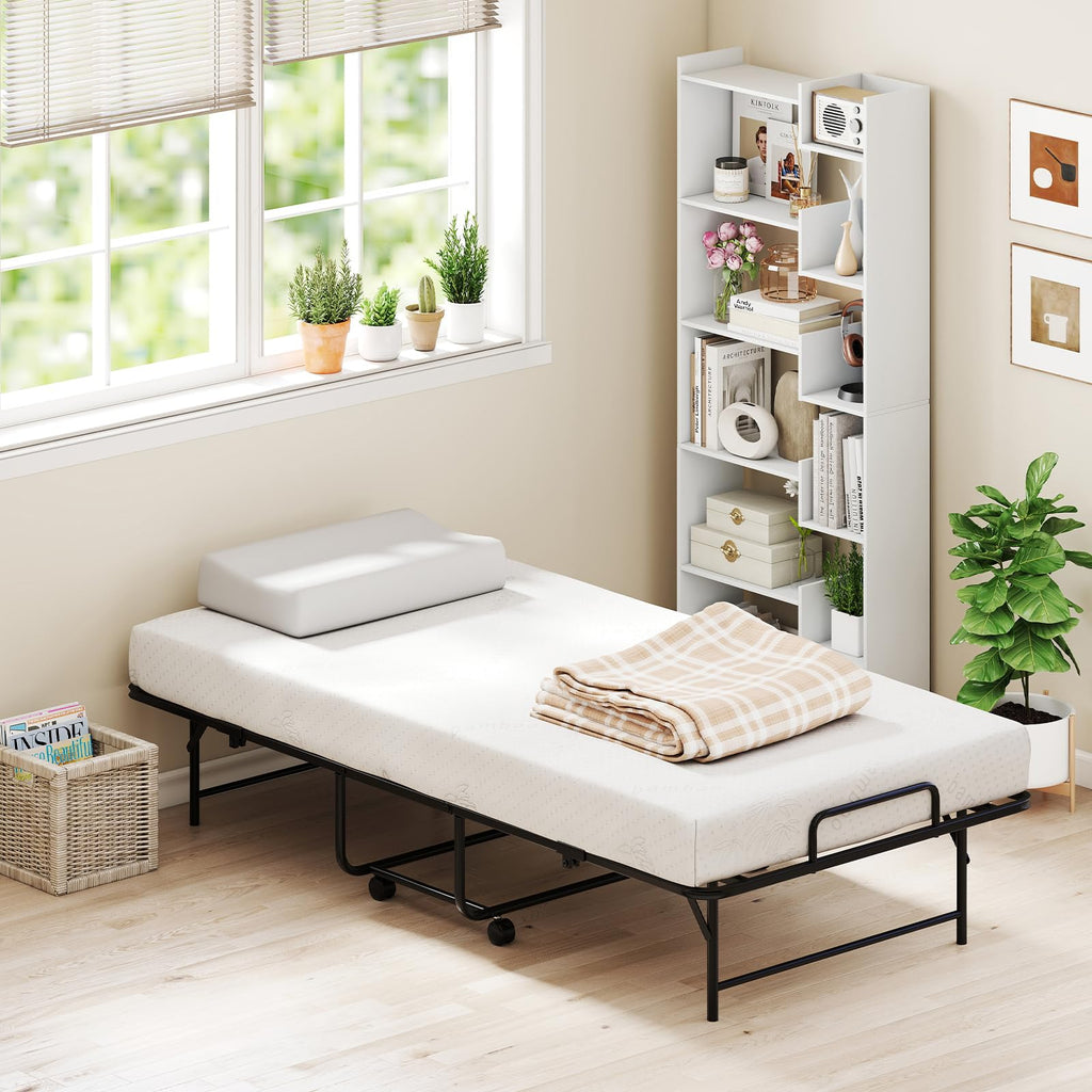 Twin Folding Bed Frame with Memory Foam Mattress X369