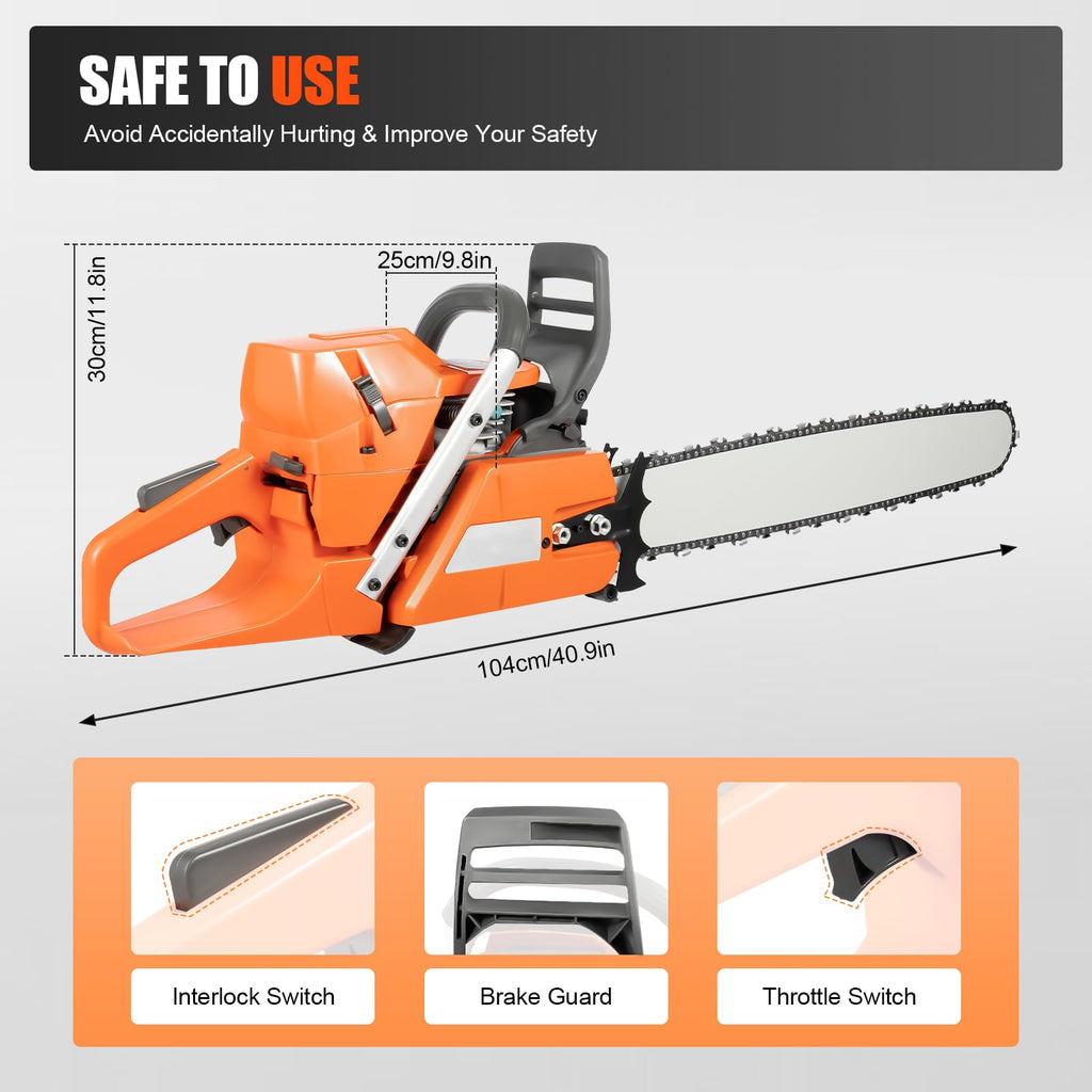 Gas Powered Chainsaw, 71.8cc 2-Stroke, 24 Inch E82801