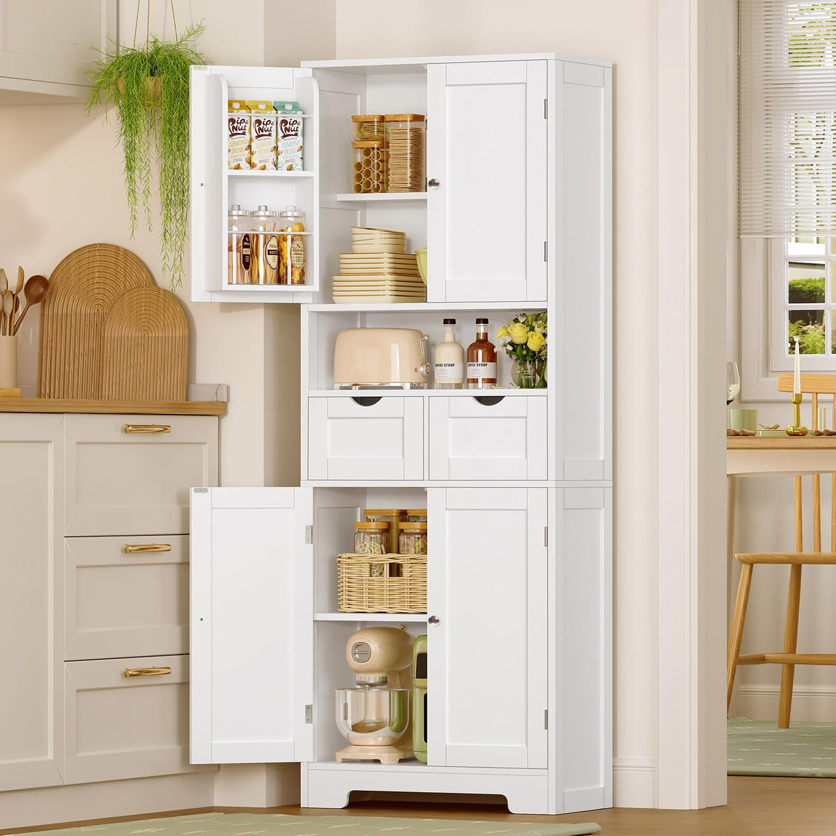 63.4"H Kitchen Pantry Cabinet with 4 Door Shelves U892245