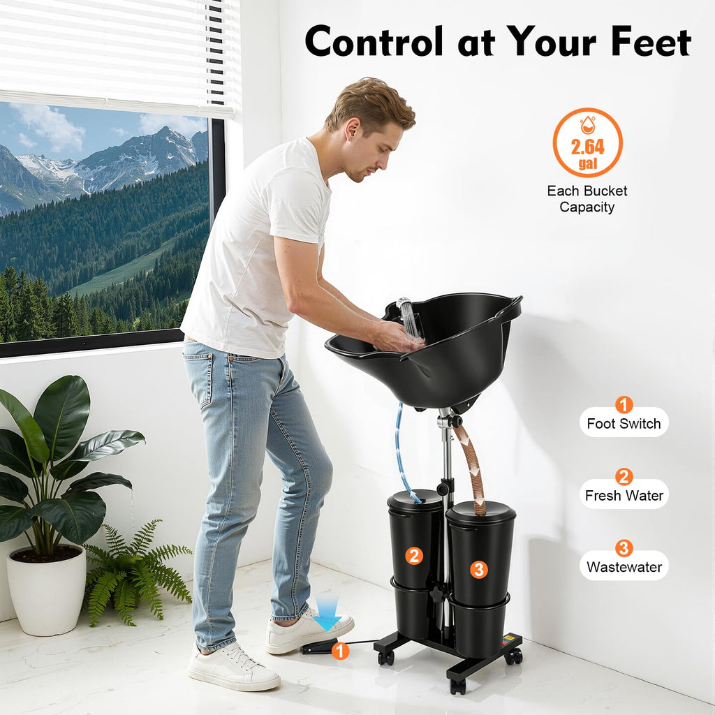 Portable Height Adjustable Shampoo Bowl with Electric Pump S851