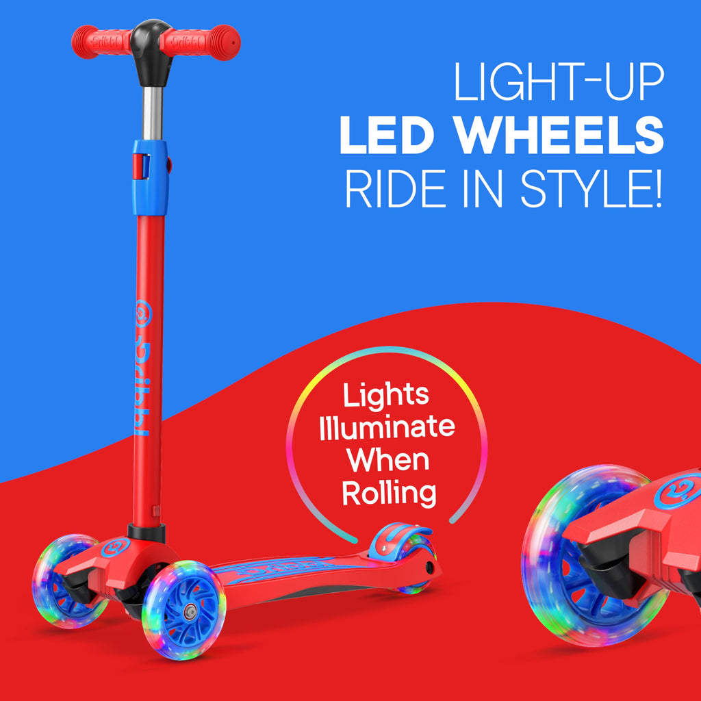 3-Wheel Kids Scooter Adjustable Height Anti-Slip Deck Red and Blue X491393