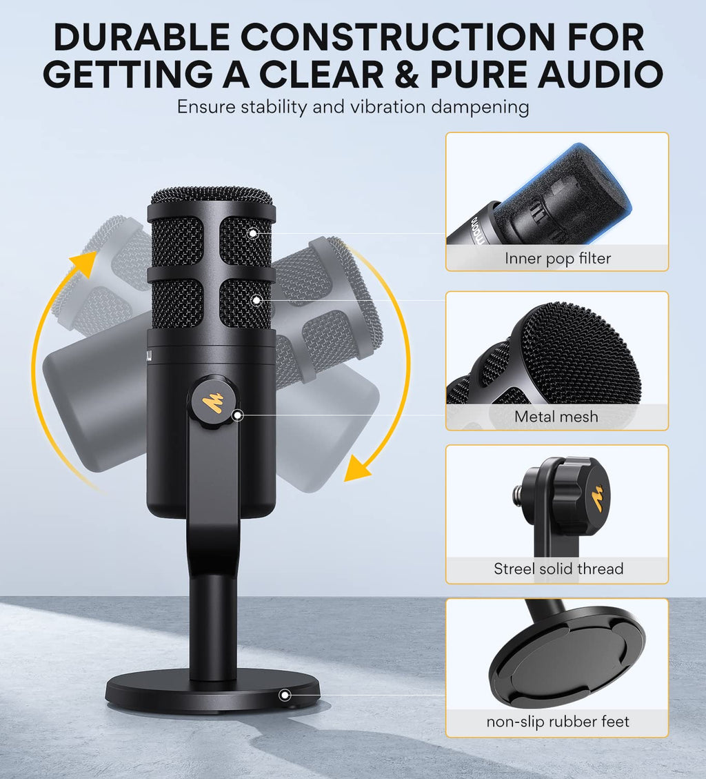 XLR Podcast Microphone, Cardioid Dynamic Metal Desk Mic C27452