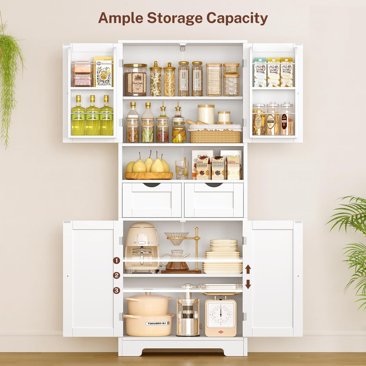 63.4"H Kitchen Pantry Cabinet with 4 Door Shelves U892245