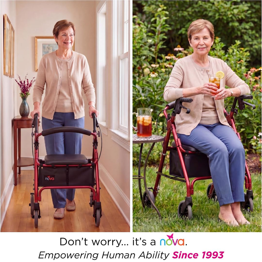 Lightweight Folding Narrow Rollator Walker with Seat G36713