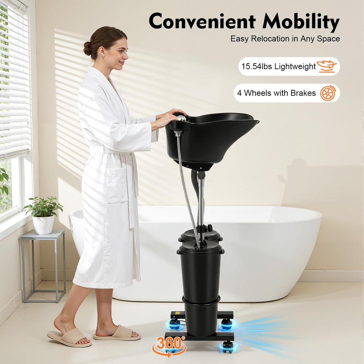 Portable Height Adjustable Shampoo Bowl with Electric Pump S851