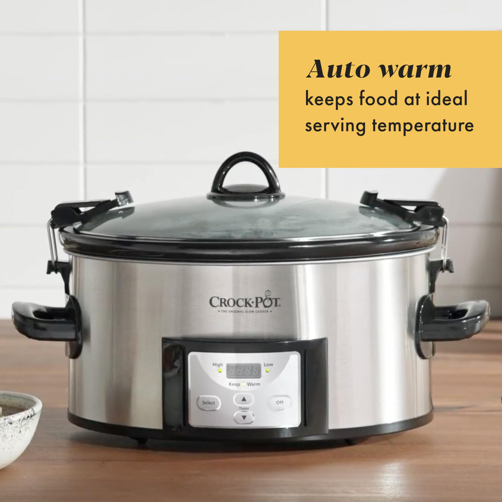 6 Quart Programmable Slow Cooker with Digital Timer Stainless Steel R133109
