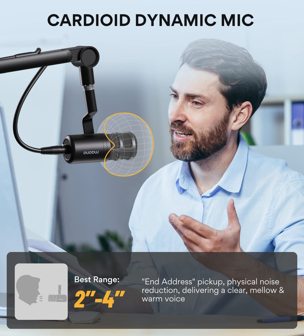 XLR Podcast Microphone, Cardioid Dynamic Metal Desk Mic C27452