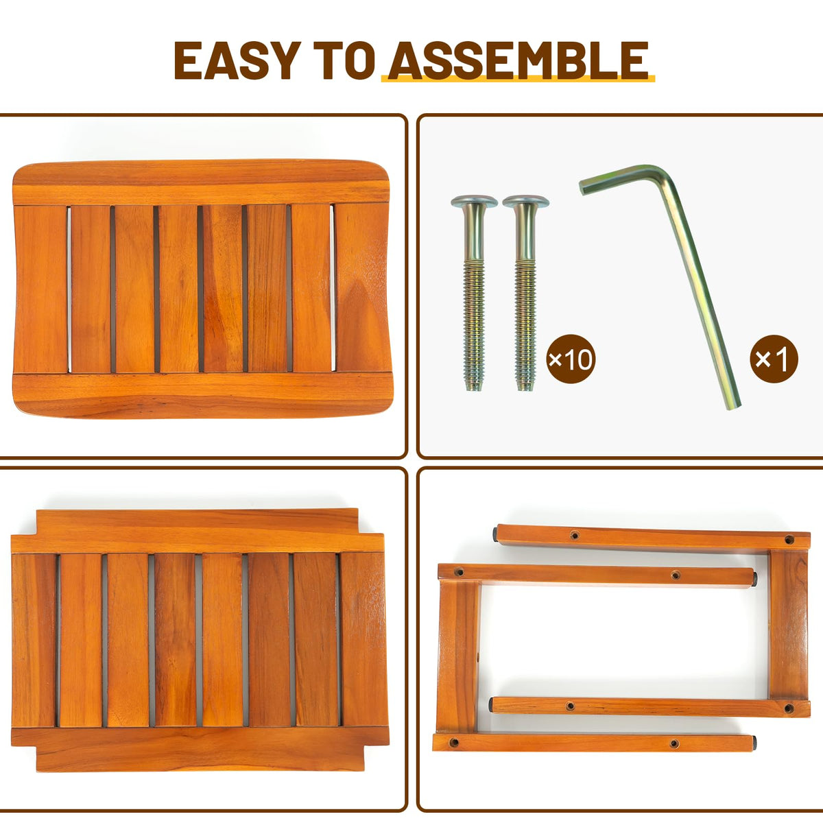 16" Teak Shower Bench with Shelf G8784