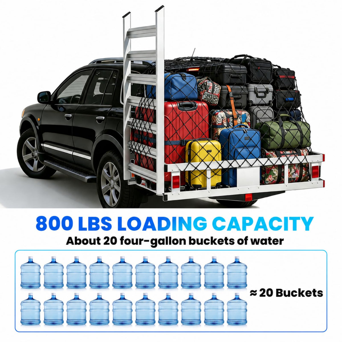 52"x31"x10" Aluminum Hitch Cargo Carrier with Ramp Q503510